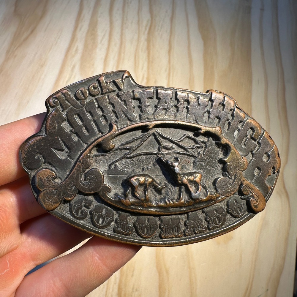 Bergamot Brass Works Rocky Mountain High Colorado Vintage Brass Belt Buckle